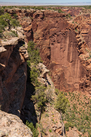 Face Rock Overlook in Canyon de Chelly National Monument, Colorado Plateau, Navajo Nation Reservation, Arizonaの写真素材