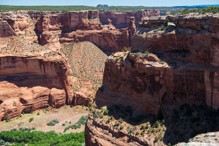 Face Rock Overlook in Canyon de Chelly National Monument, Colorado Plateau, Navajo Nation Reservation, Arizonaの写真素材