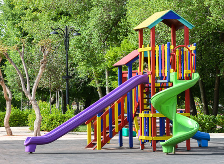 Playground in public parks. Colorful playground for children.