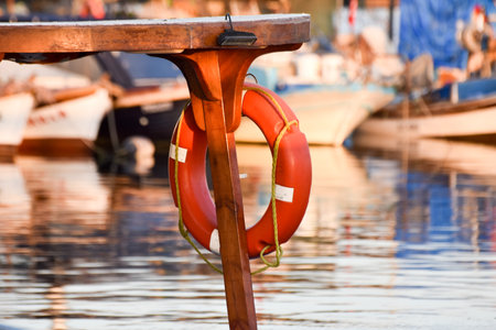 Orange lifesaver on a boat