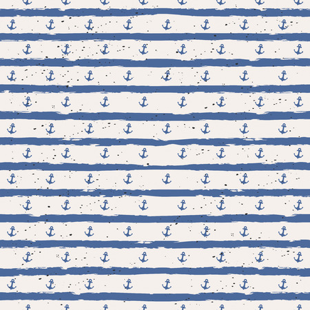 seamless stripes pattern with anchorsのイラスト素材
