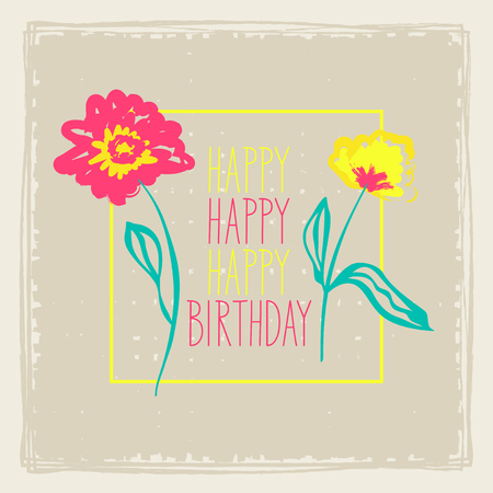 happy birthday, greeting cardのイラスト素材