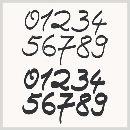 handwritten numbers in two font stylesのイラスト素材
