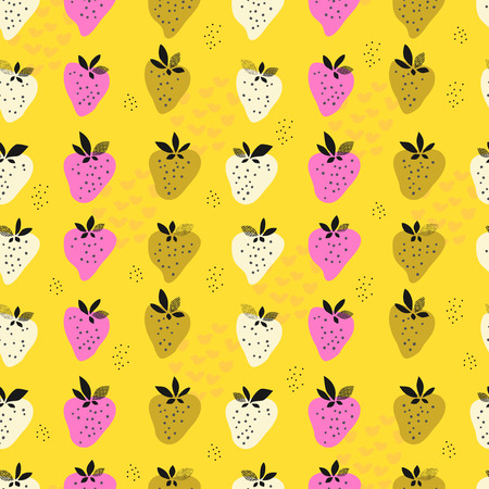 seamless pattern with strawberriesのイラスト素材