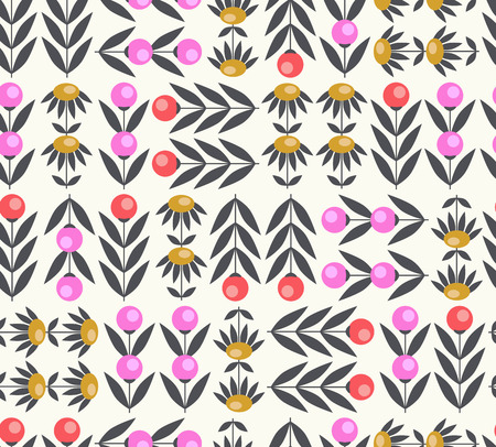 Seamless pattern with abstract flowers and leavesのイラスト素材