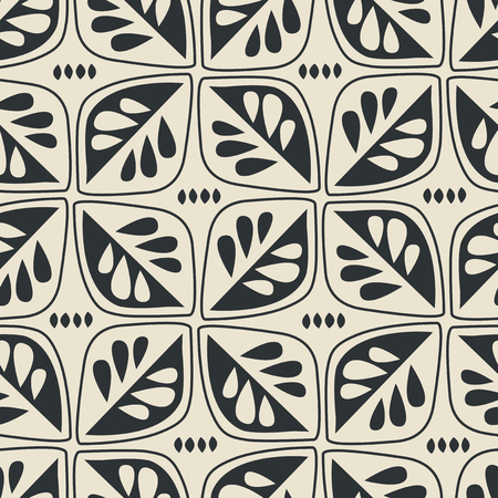 Seamless retro pattern with stylized leavesのイラスト素材
