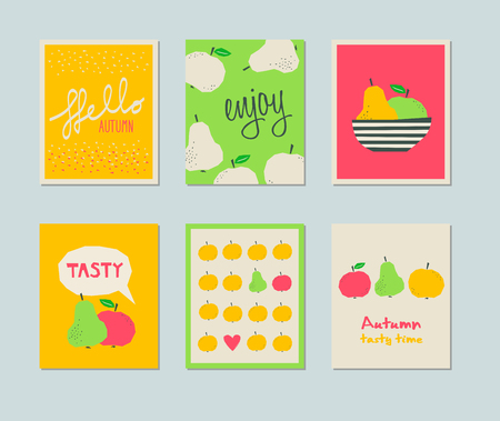 Set of decorative autumn cardsのイラスト素材
