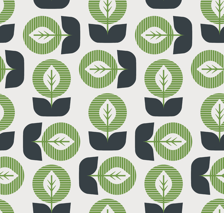 seamless pattern with abstract leaves in retro styleのイラスト素材