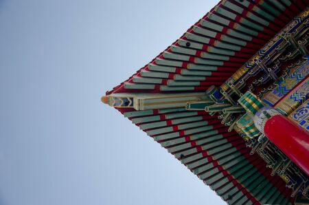 Roof detail of Chinese Temple in Nontaburi, Thailand