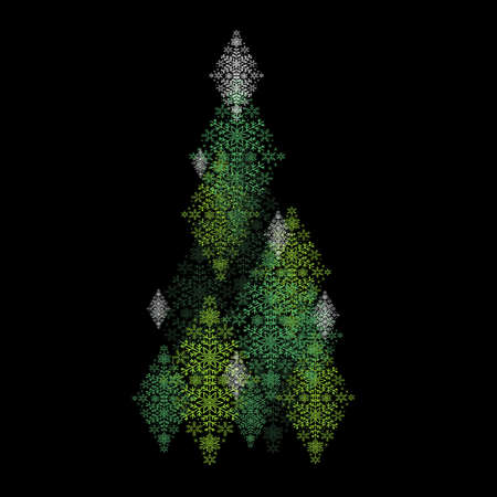 Abstract christmas tree made of rhombuses and snowflakesのイラスト素材