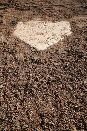 A view of home plate on a baseball diamond. Horizontally framed shot.の写真素材