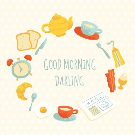Vector morning breakfast frameのイラスト素材