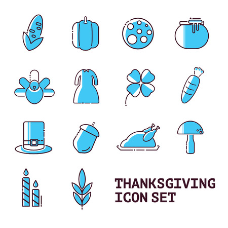 Thanksgiving colour icons line big setのイラスト素材