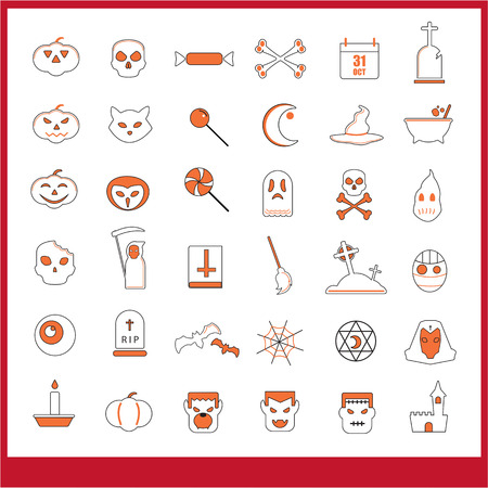Halloween colour icon theme setのイラスト素材