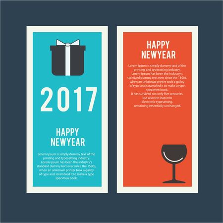 Happy new year greetings card setのイラスト素材