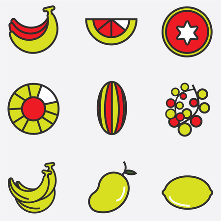 Fruits icons set of colour, Illustration EPS10のイラスト素材
