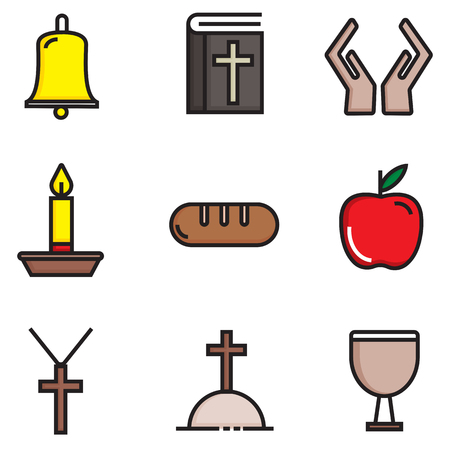 set vector images of religions flat iconsのイラスト素材
