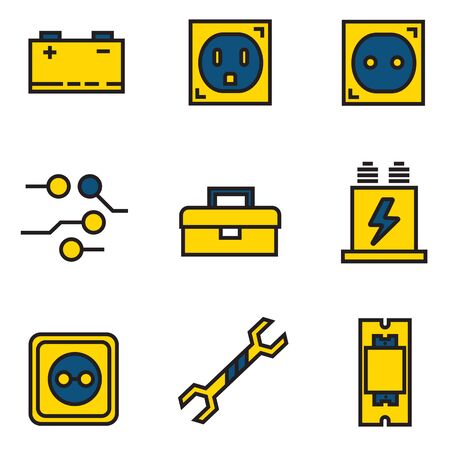 Electricity icon set illustration design, line colour Eps10のイラスト素材