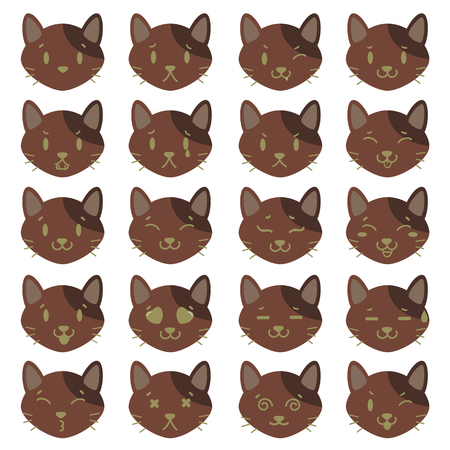 cats vector icon emotion feeling face templateのイラスト素材