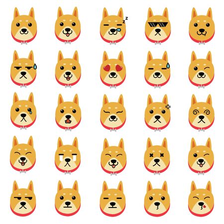 dog face emotion feeling vector icon set EPS10のイラスト素材