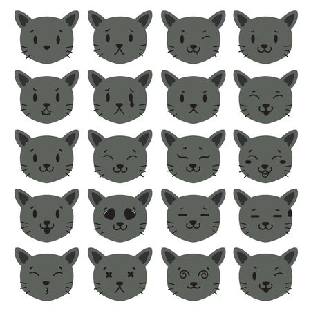 cats vector icon emotion feeling face templateのイラスト素材