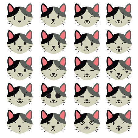 cats vector icon emotion feeling face templateのイラスト素材