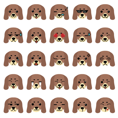 dog face emotion feeling vector icon setのイラスト素材
