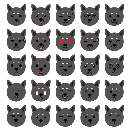 dog face emotion feeling vector icon setのイラスト素材