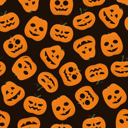 Seamless halloween pattern with different pumpkin Jackのイラスト素材