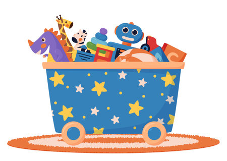 Children toys blue box isolated on whiteのイラスト素材