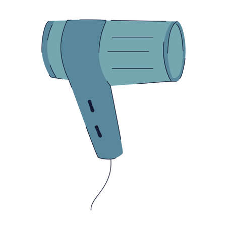 Simple blue hair dryer flat vector illustrationのイラスト素材