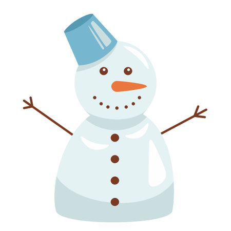 snowman with hat smile and carrot vectorのイラスト素材
