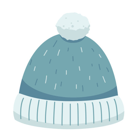 winter hat cap with pompom flat design iconのイラスト素材