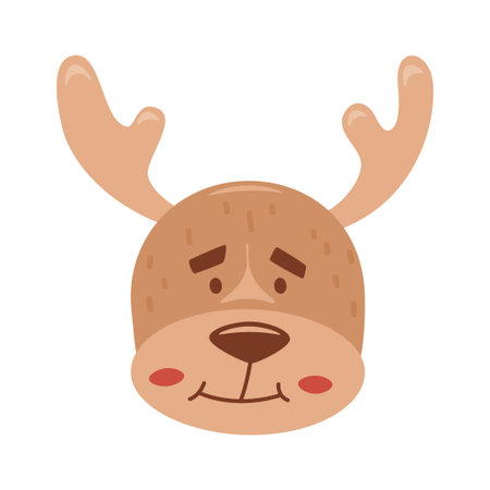 Cute christmas deer simple style with smileのイラスト素材
