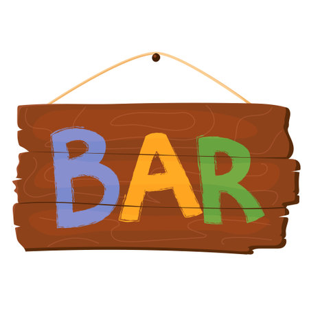 Wooden pointer in the bar. Summer signpostのイラスト素材