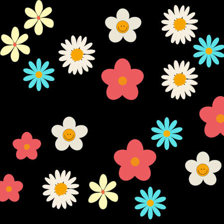 Colorful Y2K Aesthetic Flower Patternの写真素材