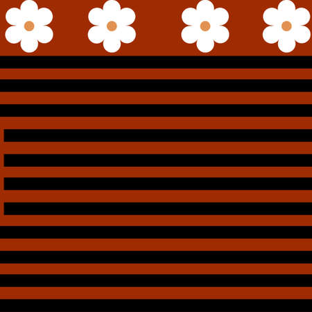 Autumn Flower Stripe Brown Patternの写真素材