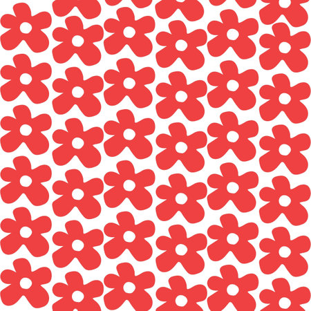 Retro Red Flower Aesthetic Y2K Patternの写真素材