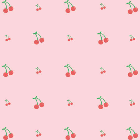 Red Cherry Pink Background Y2K Patternの写真素材