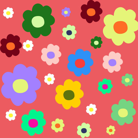Spring Flowers Colorful Vintage Patternの写真素材