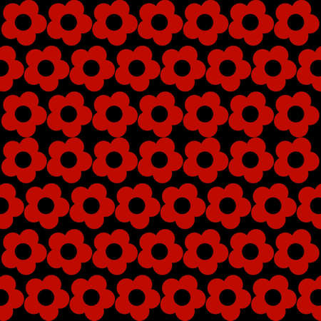 Red Flower Black Background Y2K Patternの写真素材