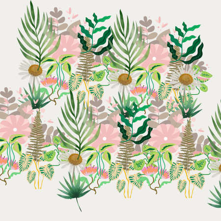 Colorful Vintage Aesthetic Floral Patternの写真素材