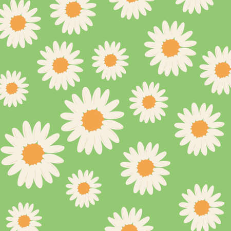 White Flower Green Background Y2K Indie Patternの写真素材