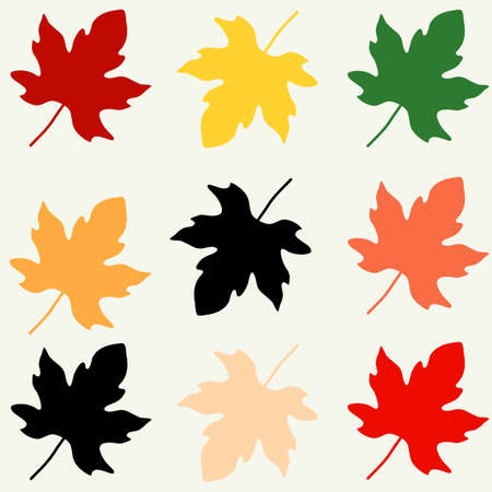 Colorful Autumn Leaves Maple Leaf Y2K Patternの写真素材