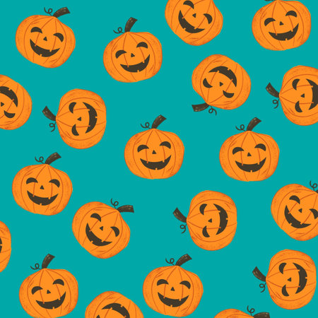 Scary Freaky Pumpkin Halloween Patternの写真素材