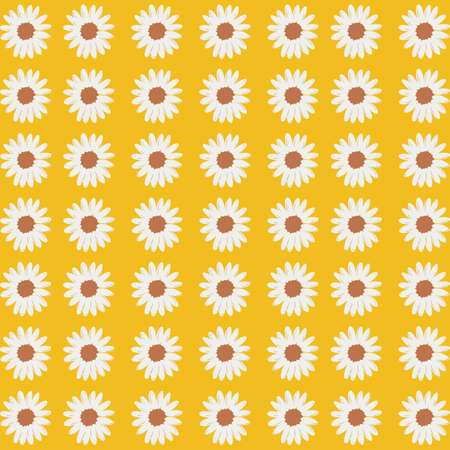 White Daisy Flowers With Yellow Background Y2K Patternの写真素材