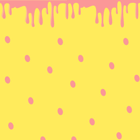 Pink Drip Liquid Y2K Pattern With Yellow Backgroundの写真素材
