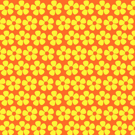 Yellow Flower Pattern With Orange Background Y2K Patternの写真素材