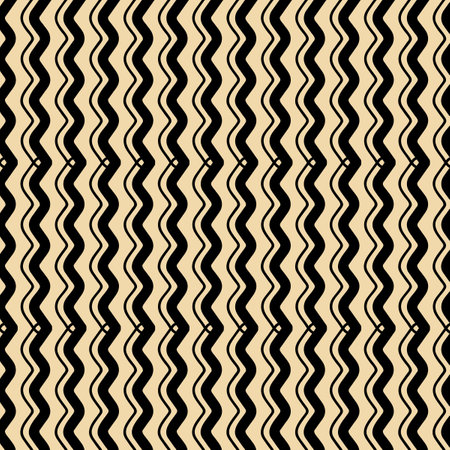 Black Wavy Lines Stripes Y2K Pattern with Soft Brown Backgroundの写真素材