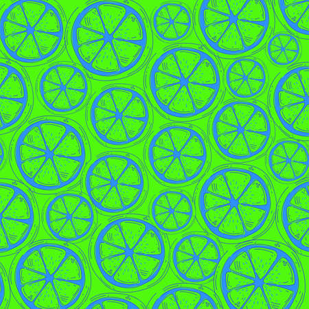Blue Lime Lemon Pattern with Neon Green Backgroundの写真素材